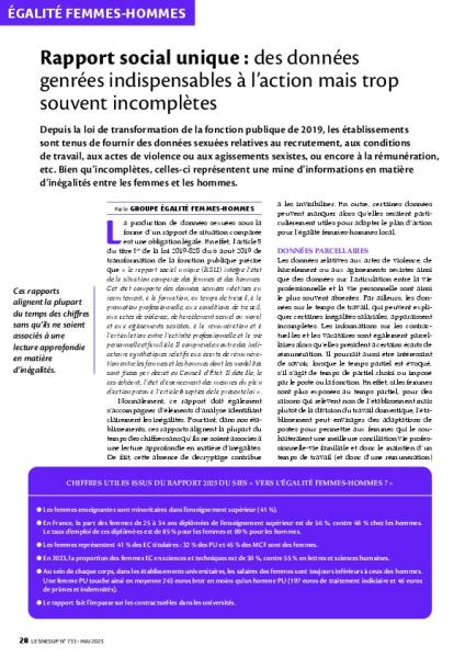 Rapport social unique : des données genrées indispensables à l’action mais trop souvent incomplètes