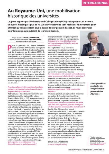 Le SNESUP-FSU soutient le mouvement des universitaires britanniques
