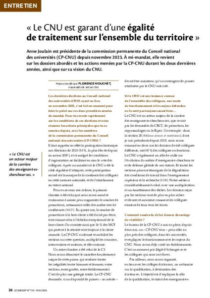 « Le CNU est garant d’une égalité de traitement sur l’ensemble du territoire »