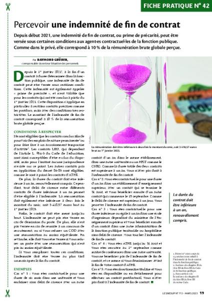 Fiche pratique n° 42 - Percevoir une indemnité de fin de contrat 