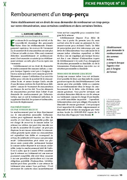 Fiche pratique n° 55 - Remboursement d'un trop-perçu