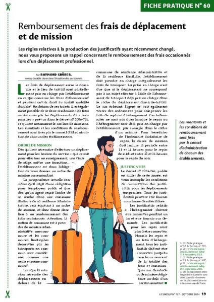 Fiche pratique n° 60 - Remboursement des frais de déplacement et des missions