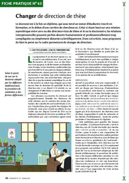 Fiche pratique n° 65 - Changer de direction de thèse 