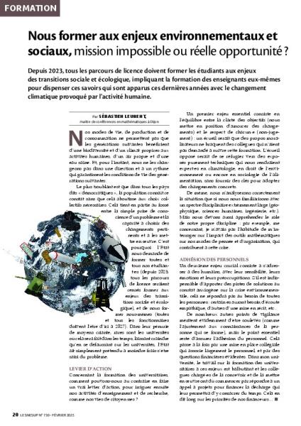 Nous former aux enjeux environnementaux et sociaux, mission impossible ou réelle opportunité ?