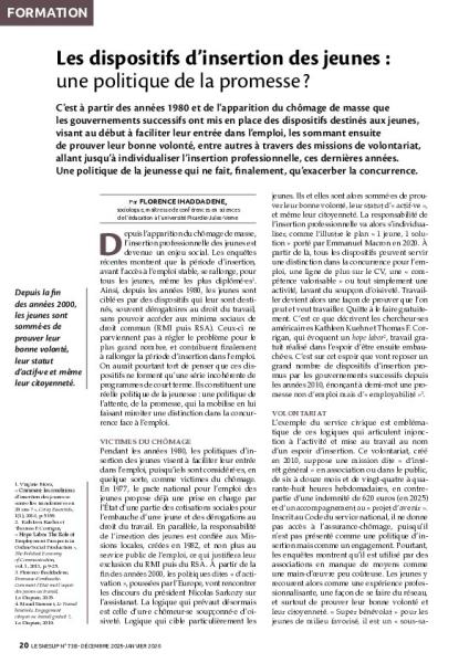 Les dispositifs d’insertion des jeunes : une politique de la promesse ?