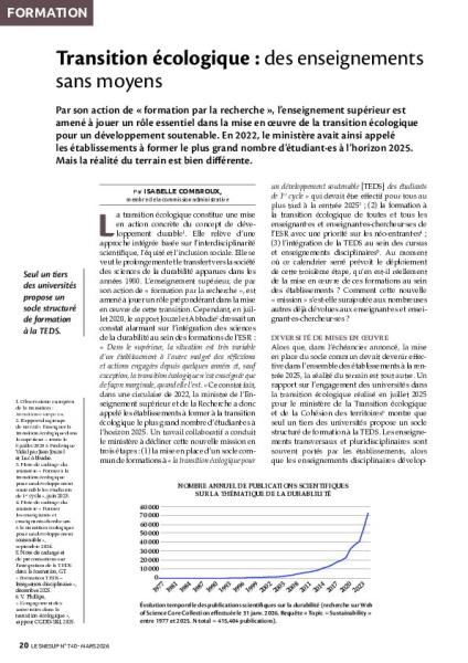 Transition écologique : des enseignements sans moyens