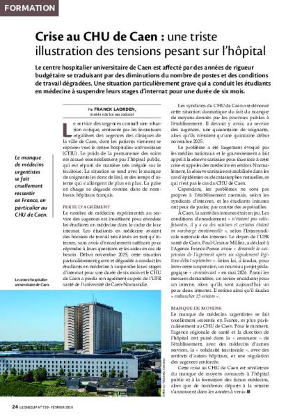 Crise au CHU de Caen : une triste illustration des tensions pesant sur l’hôpital