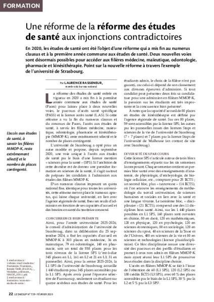 Une réforme de la réforme des études de santé aux injonctions contradictoires
