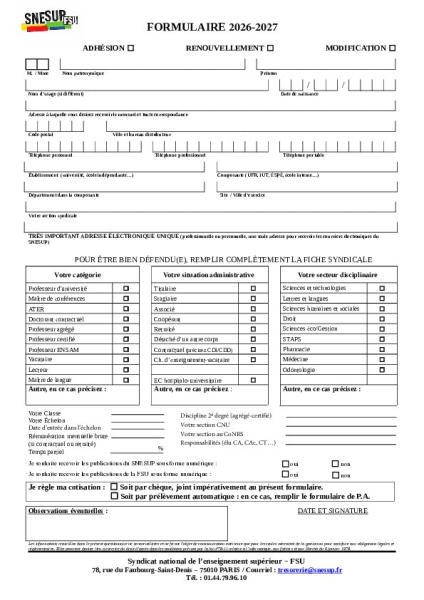 Fichier adhésion 2026-2027