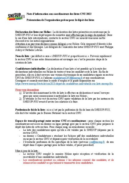 Organisation du dépôt des listes CNU en 2023