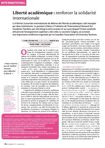 Liberté académique : renforcer la solidarité internationale