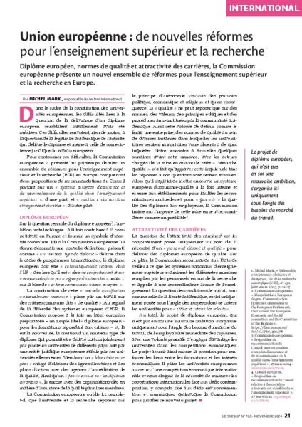 Union européenne : de nouvelles réformes pour l’enseignement supérieur et la recherche