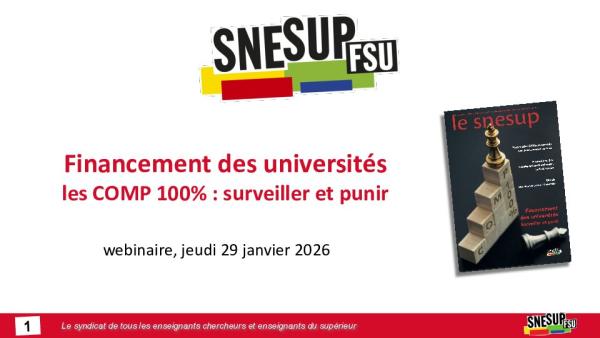 Financement des universités les COMP 100% : surveiller et punir