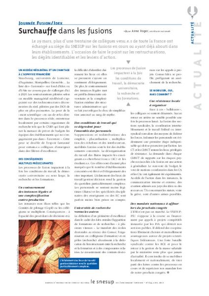 Journée fusion/IDEX : surchauffe dans les fusions