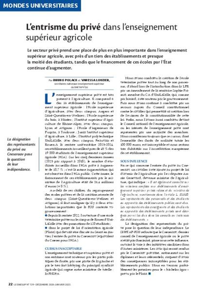 L’entrisme du privé dans l’enseignement supérieur agricole
