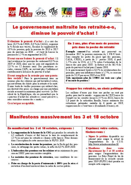 Les retraités sont victimes des agressions répétées du gouvernement et du Président de la République - Lettre d'information des retraité.e.s de la FSU