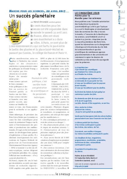 Marche pour les sciences, 22 avril 2017 : un succès planétaire /N° 655 MAI 2017