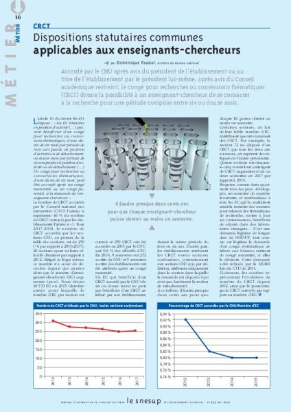 CRCT : dispositions statutaires communes applicables aux enseignants-chercheurs, par Dominique Faudot/N° 655 MAI 2017
