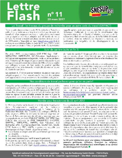 Loi Travail / Suivi de carrière / Conditions de travail / Marche pour les sciences - Lettre Flash n° 11