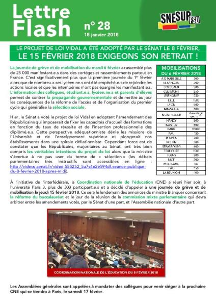 LE PROJET DE LOI VIDAL A ÉTÉ ADOPTÉ PAR LE SÉNAT LE 8 FÉVRIER,  LE 15 FÉVRIER 2018 EXIGEONS SON RETRAIT ! - Lettre flash 30