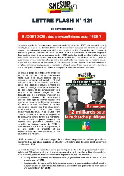 Lettre flash n° 121 : 