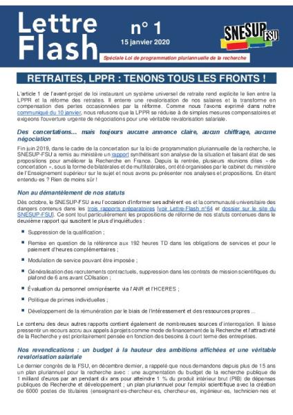 RETRAITES, LPPR : Tenons tous les fronts ! - Lettre flash N°1