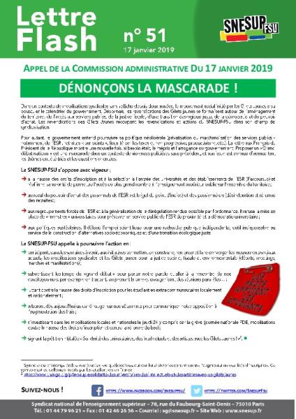 DÉNONÇONS LA MASCARADE ! - Appel de la Commission administrative du 17 janvier 2019