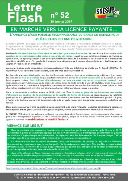 EN MARCHE VERS LA LICENCE PAYANTE… - Lettre Flash n° 52, 30 janvier 2019