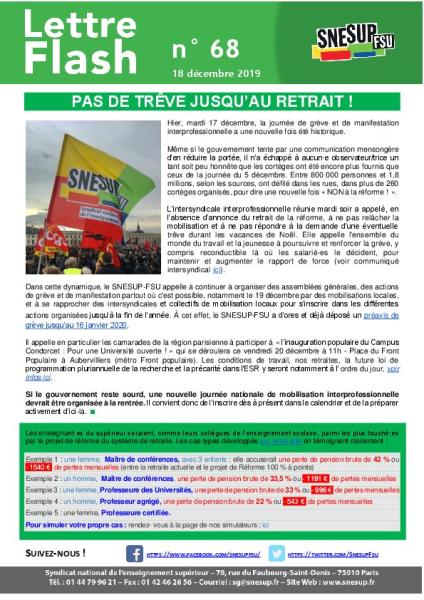 Pas de trêve jusqu'au retrait - Lettre flash N°68