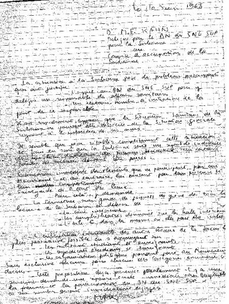 Lettre manuscrite de Marcel Francis Kahn du 10 Juin 1968 sur l’occupation de la Sorbonne