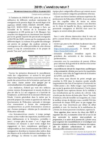 L’ANNÉE DU NEUF ? - La Lettre FDE - Janvier 2019