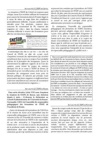 La Lettre FDE - Juin 2018 - N° 2