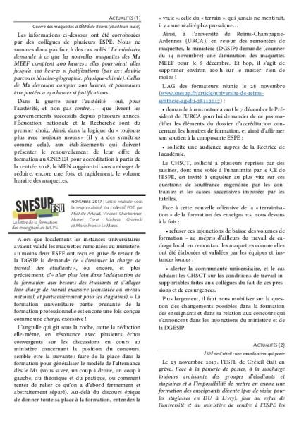 La Lettre FDE - Novembre 2017