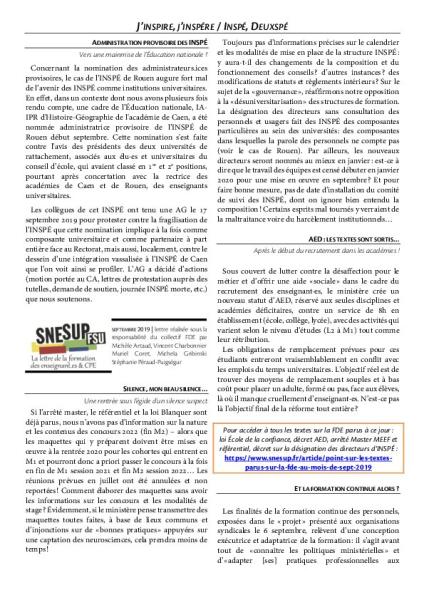 La Lettre FDE - Septembre 2019