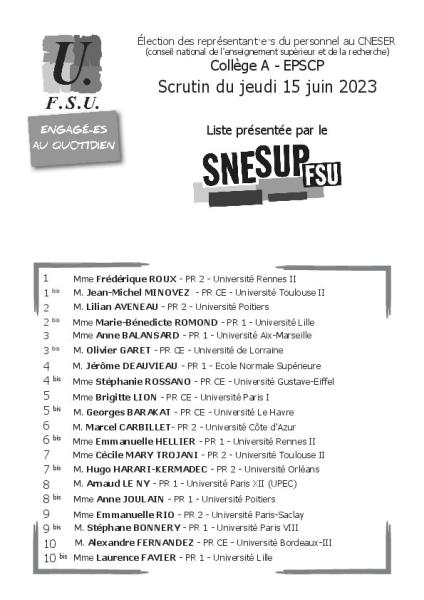 CNESER 2023 - liste de candidat·es collège A 
