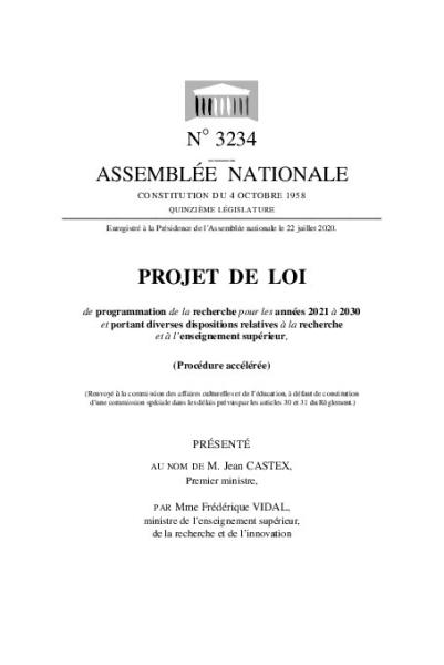 LPPR - projet de loi au 22 juillet 2020
