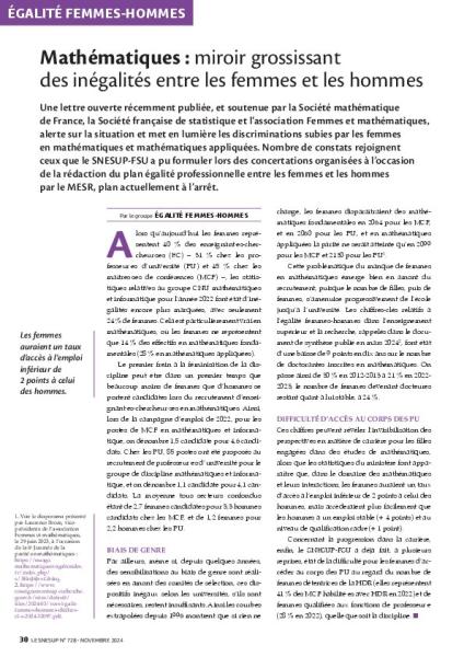 Mathématiques : miroir grossissant des inégalités entre les femmes et les hommes