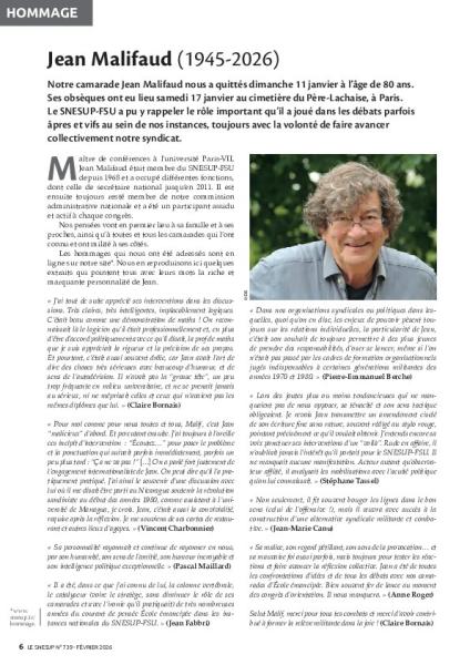 Hommage à Jean Malifaud