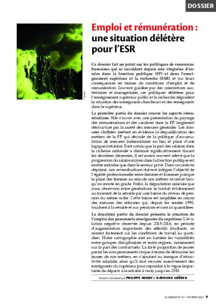 Emploi et rémunération : une situation délétère pour l’ESR