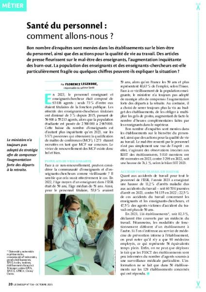 Santé du personnel : comment allons-nous ?