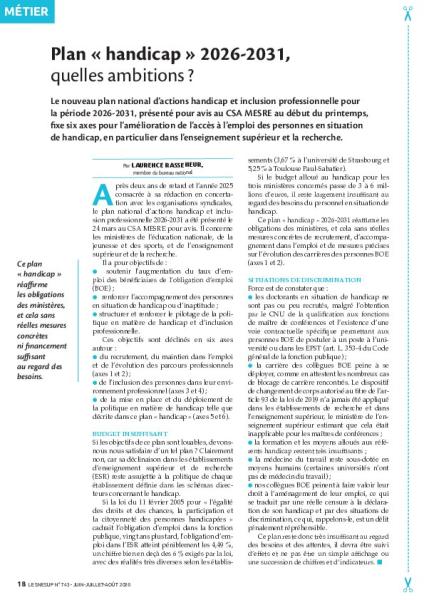 Plan « handicap » 2026-2031, quelles ambitions ?