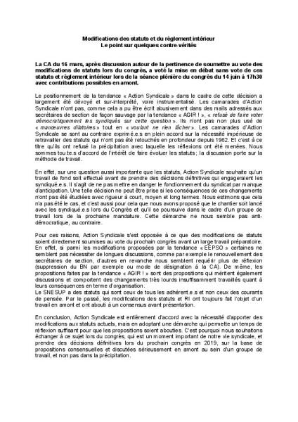 Modifications des Statuts -  Expression Action Syndicale