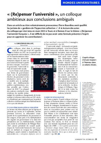 « (Re)penser l’université », un colloque ambitieux aux conclusions ambiguës
