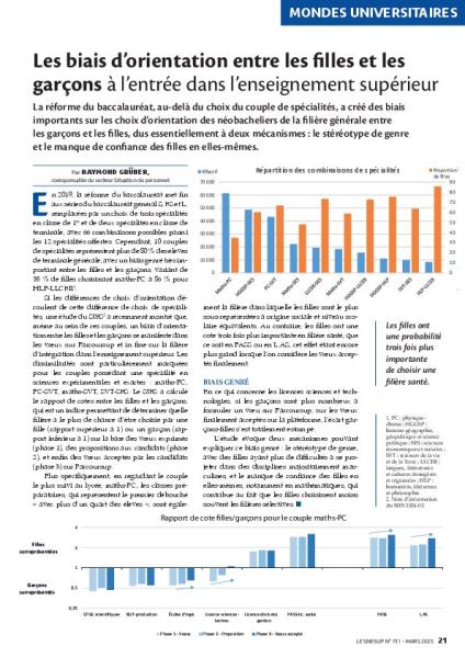Les biais d’orientation entre les filles et les garçons à l’entrée dans l’enseignement supérieur