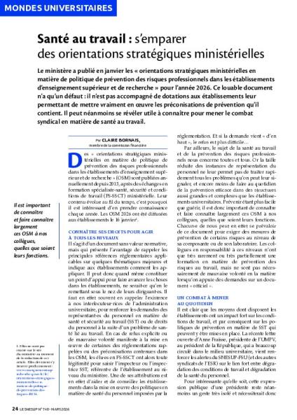 Santé au travail : s’emparer des orientations stratégiques ministérielles