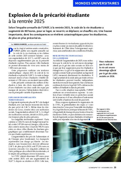 Explosion de la précarité étudiante à la rentrée 2025 Explosion de la précarité étudiante à la rentrée 2025