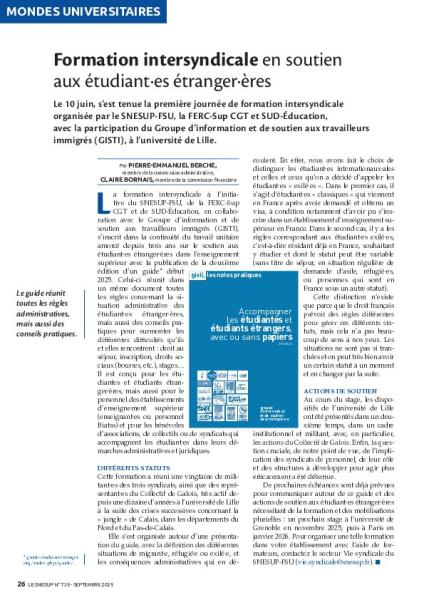 Formation intersyndicale en soutien aux étudiant·es étranger·ères