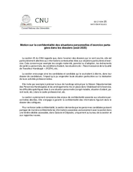 Motion sur la confidentialité des situations personnelles d’exercice partagées dans les dossiers 