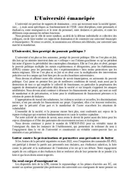 Motion d'orientation École émancipée-Pour un syndicalisme offensif - Congrès d'orientation 2023