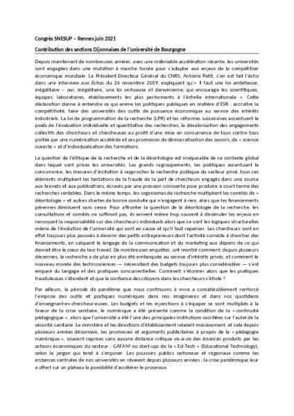 Contribution sections dijonnaises - numérique